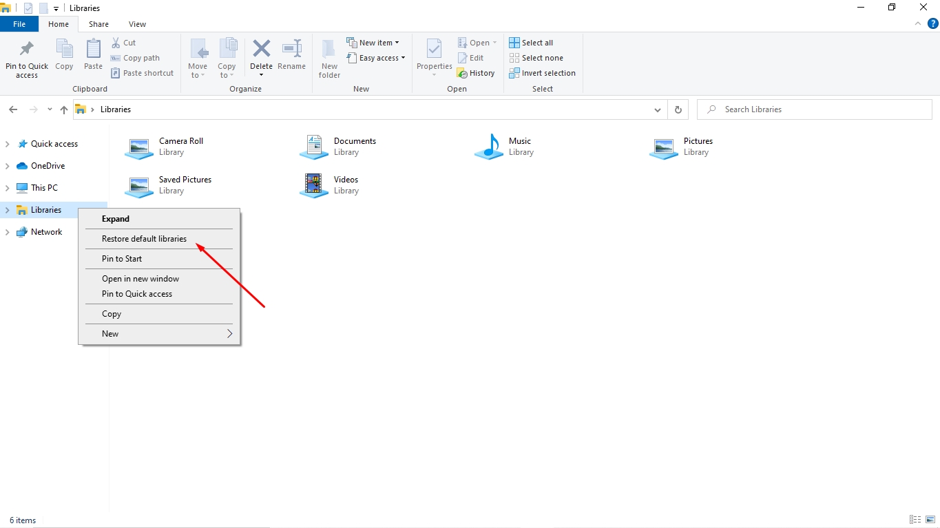 Restore default libraries