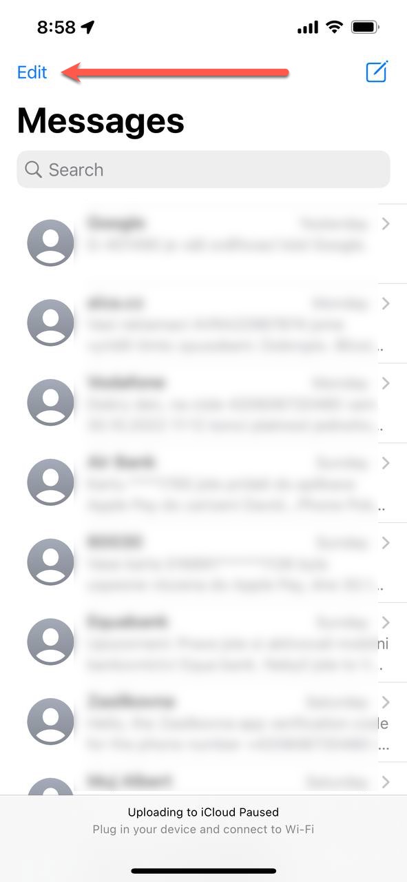 edit button messages app