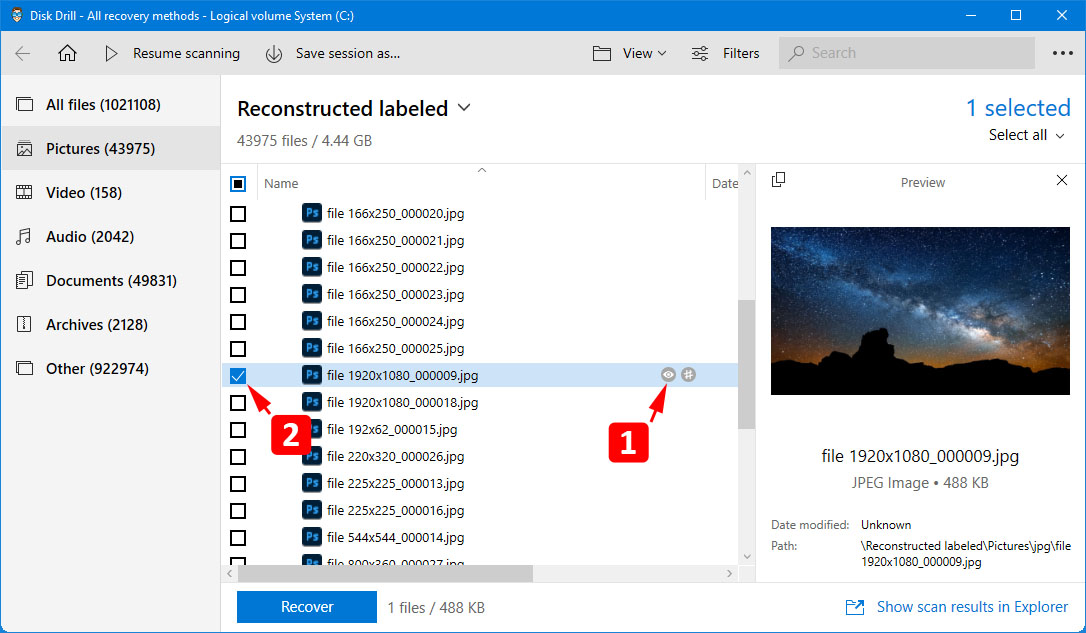 Preview Found Files and Look for the Ones You Deleted From Recycle Bin