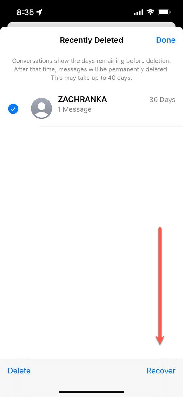 recover recently deleted messages ios