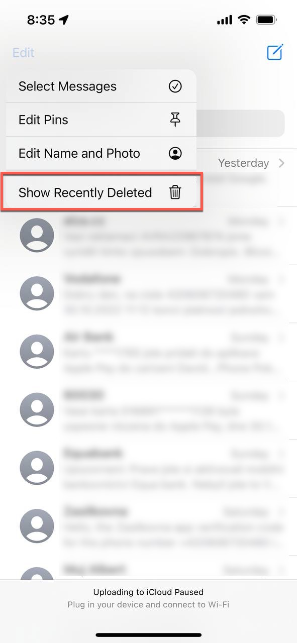 show recently deleted ios messages