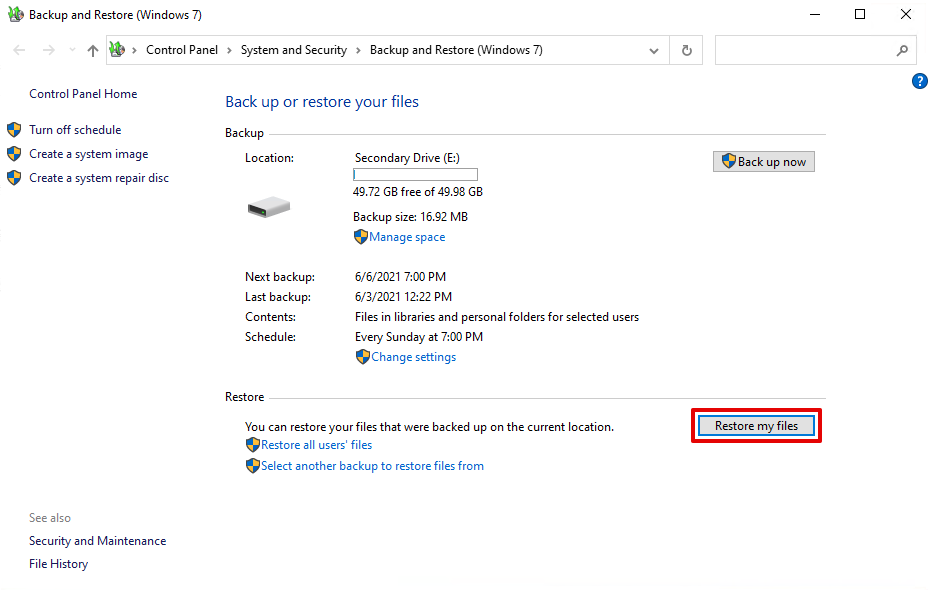 Windows Backup - Step 4