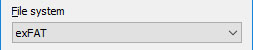 Choose file system type for the drive