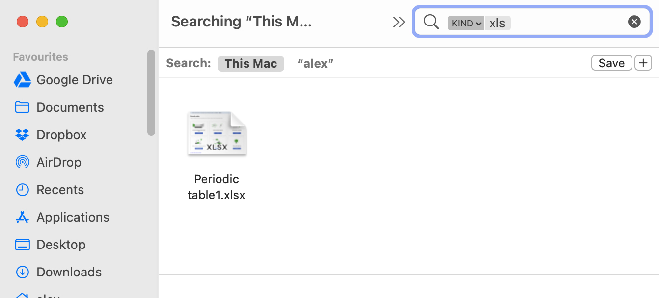 find xls files on your mac