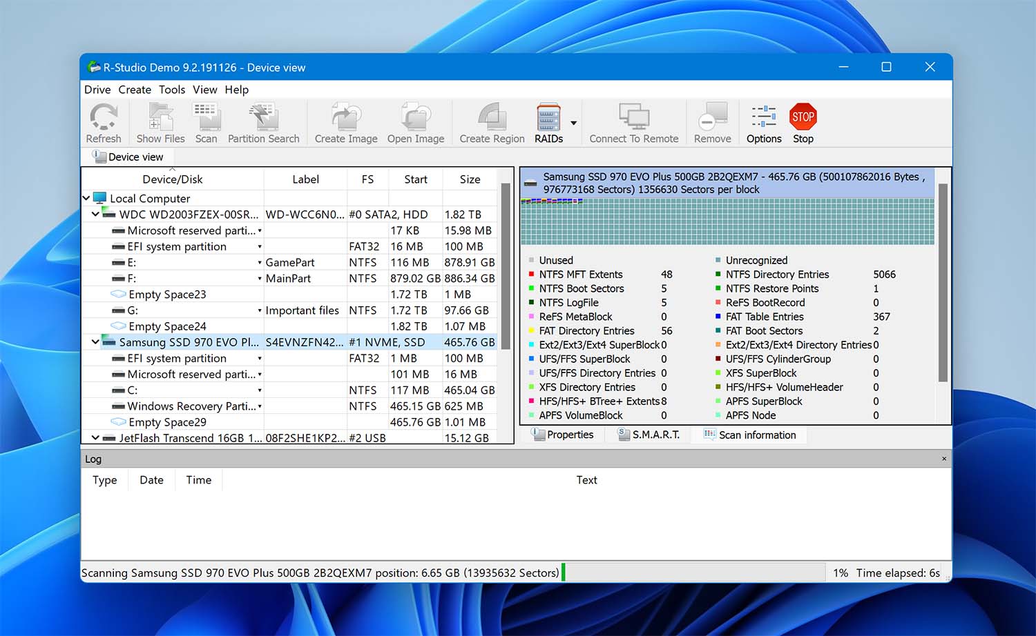 R-Studio SSD scan process