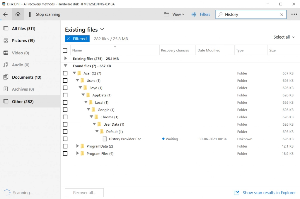 Disk Drill Search File
