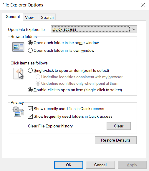 File Explorer Options