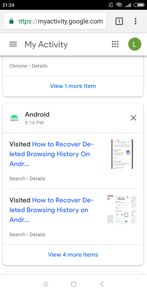 Google Activity Search History