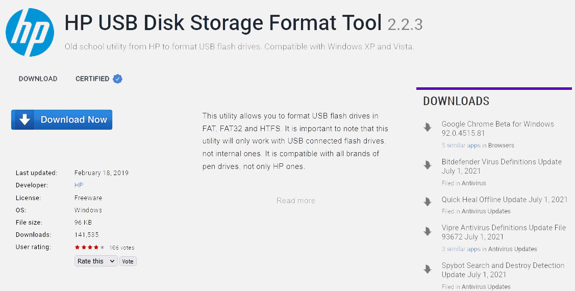 Download HP's Format Tool from a trusted source.