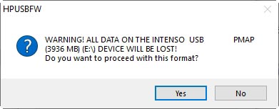 Acknowledge HP's Format Tool warning to proceed with the format.