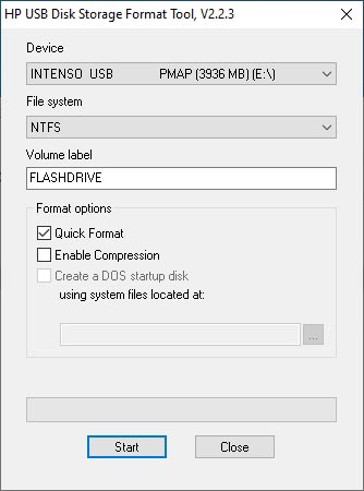 Set up format options in HP's Format Tool.