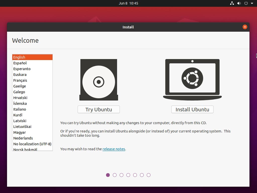 Ubuntu installation media's "Try Ubuntu" option allows you to test-drive the distribution.