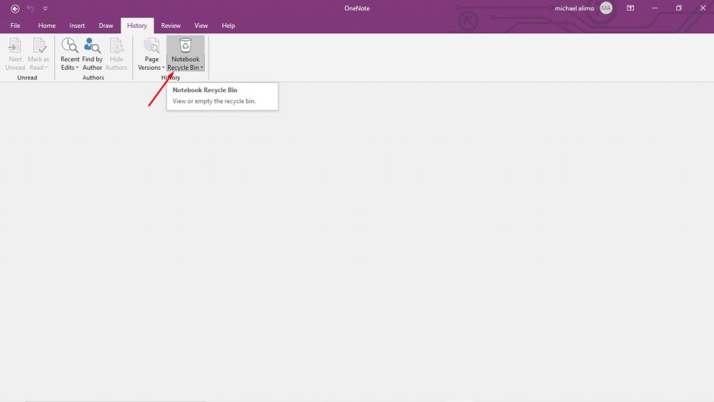 restore deleted onenote page