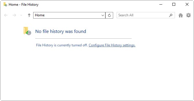 File History disabled