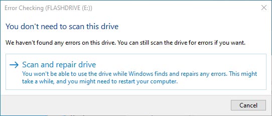 You can force a scan by choosing Scan and repair drive when asked.