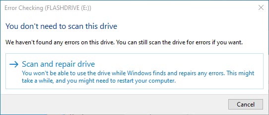 You can force a scan by choosing Scan and repair drive when asked.