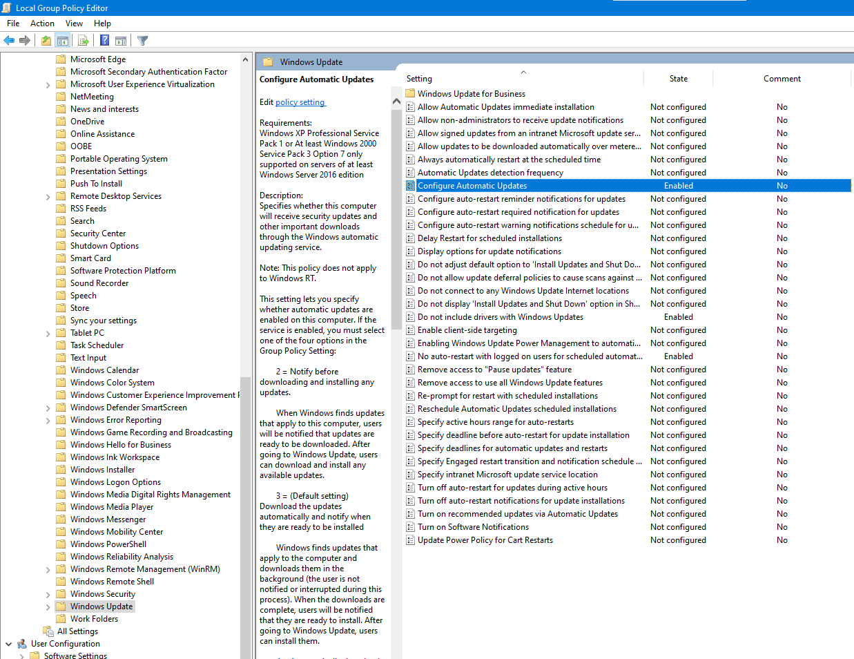 configure automatic updates