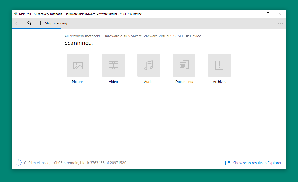 disk drill uninitialized disk scanning progress