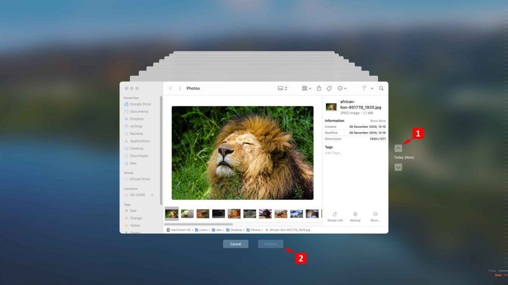 restore files with time machine