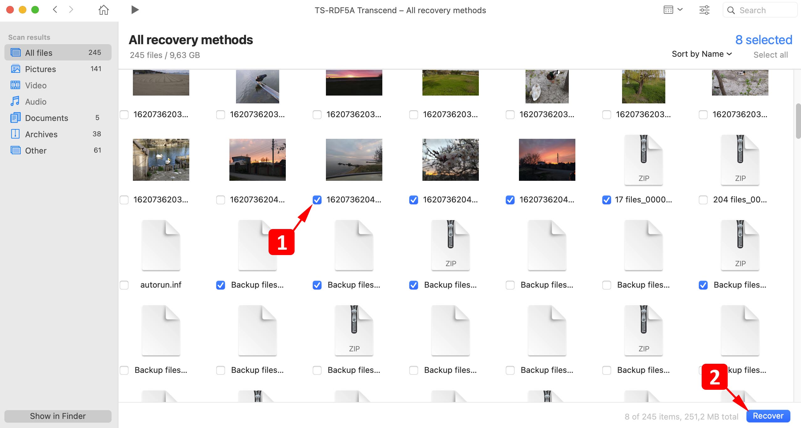 select files and recover with disk drill