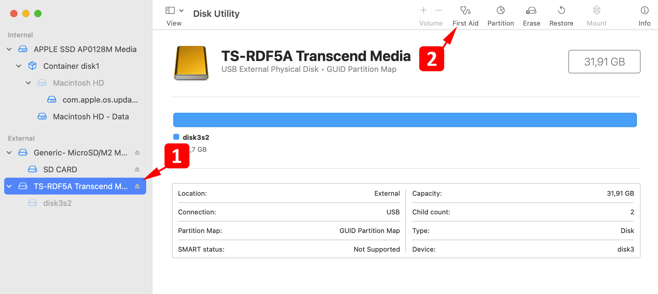 start first aid for external hard drive