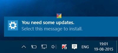 update notification in windows