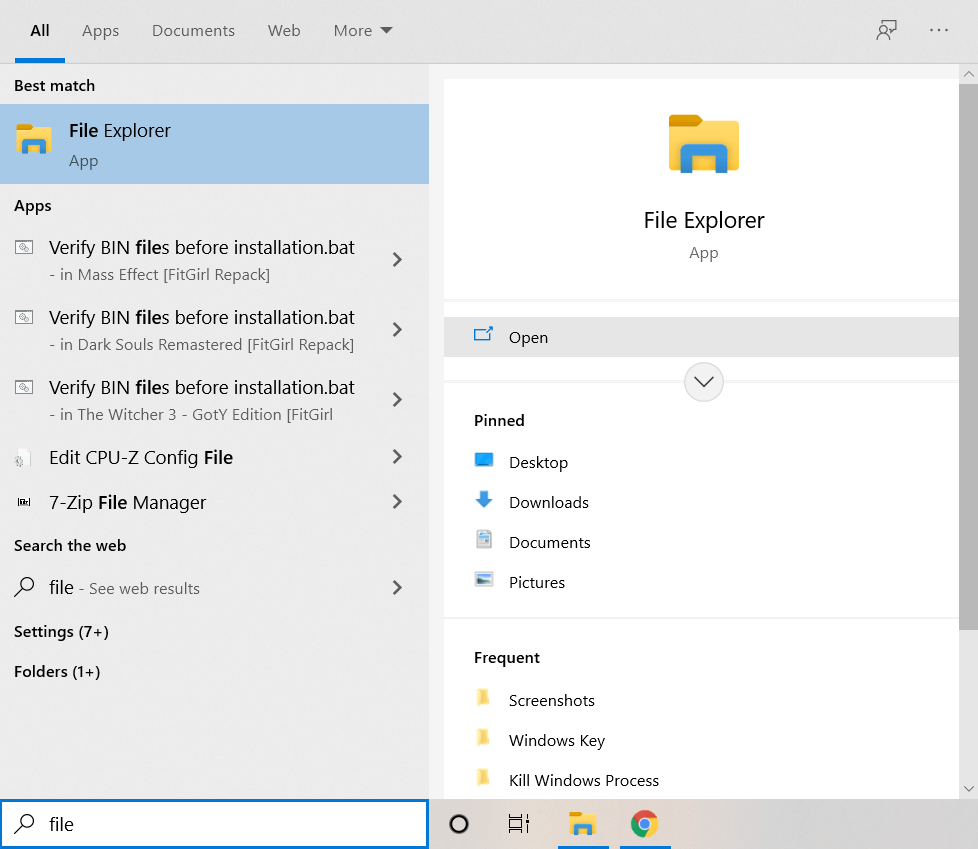 File Explorer Search