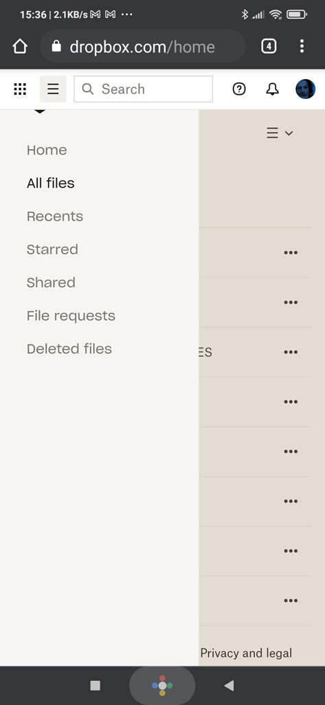 Dropbox Menu Deleted Files