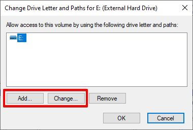 Selecting a drive letter.