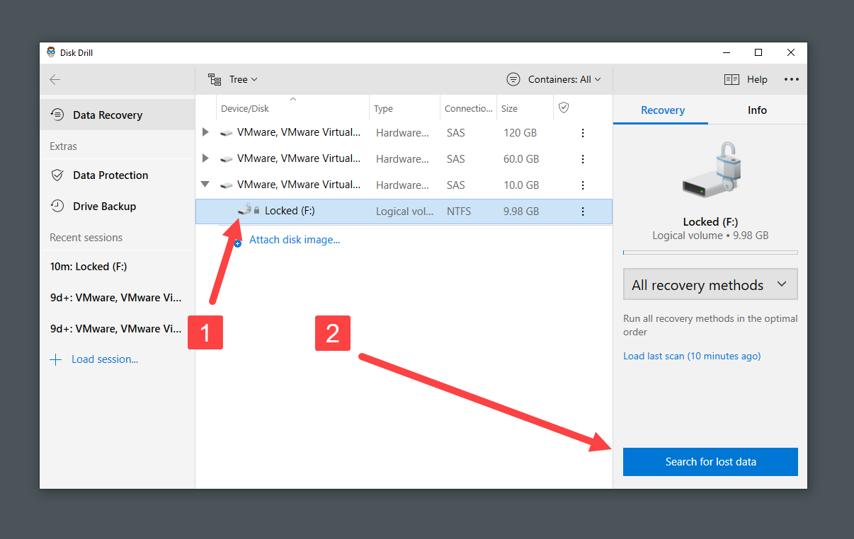 disk drill scan bitlocker drive annotated