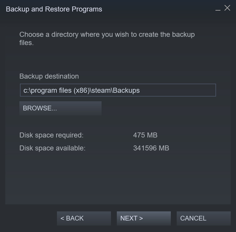 finish backup steam games