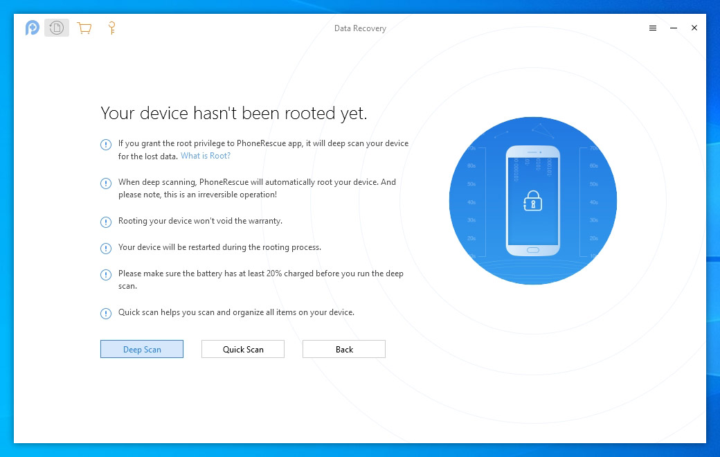 iMobie PhoneRescue No Root Warning