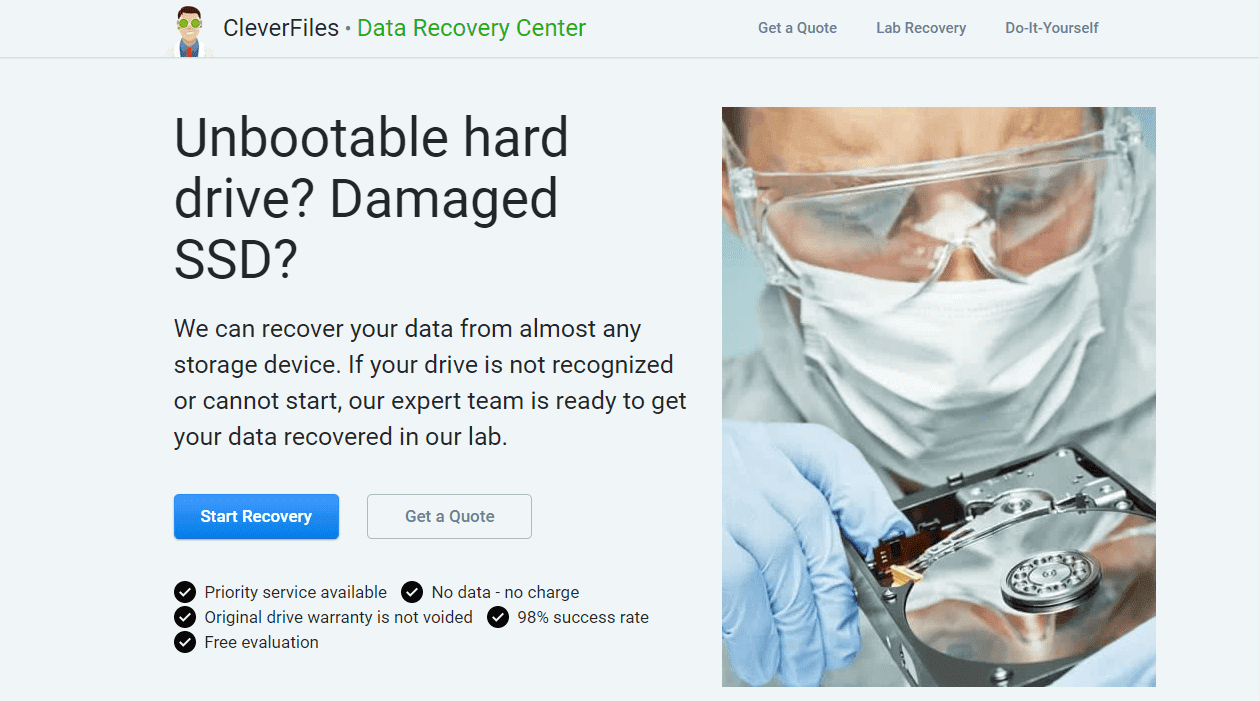 banner of a data recovery service provider 