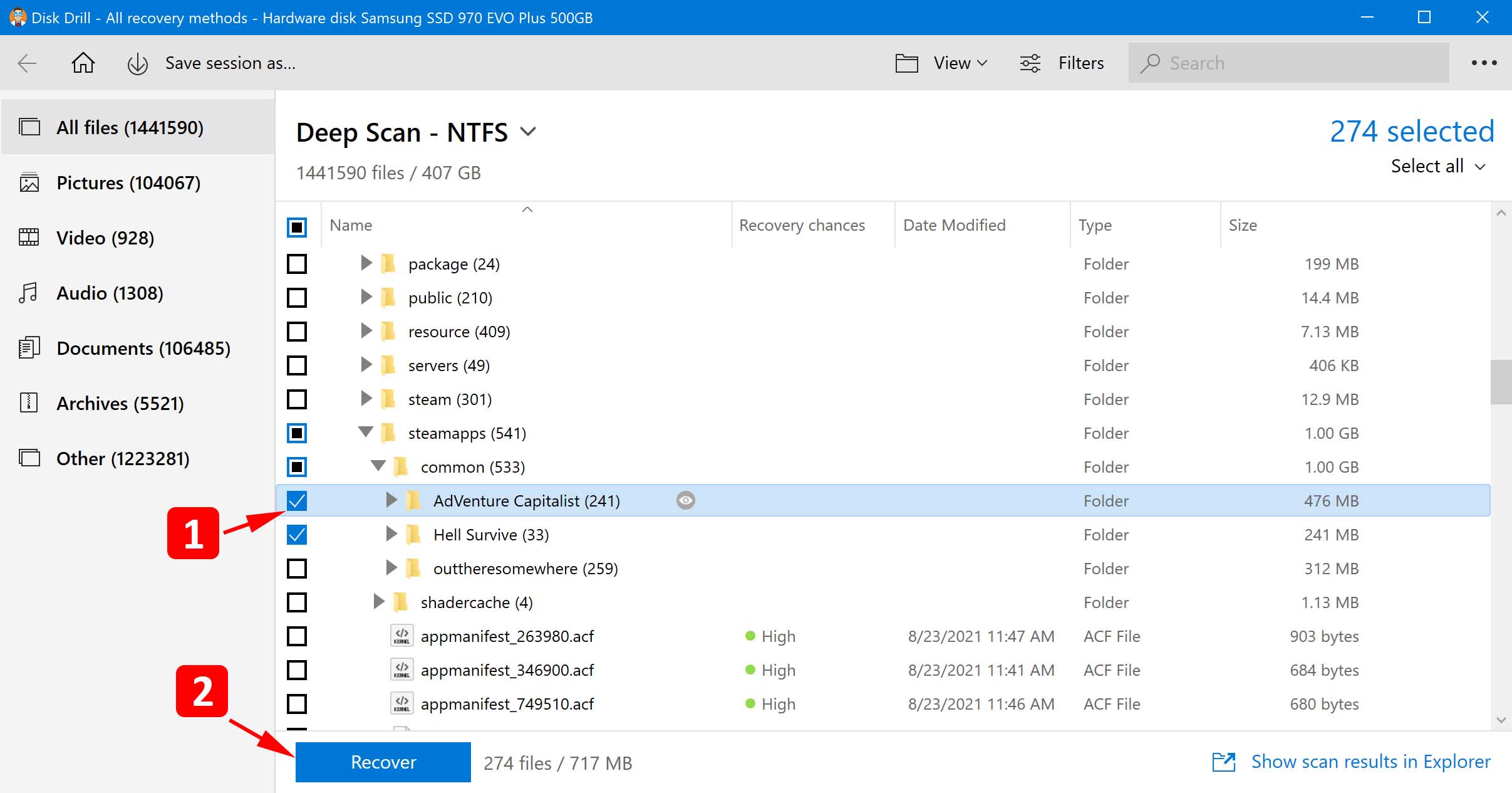 restore game data files