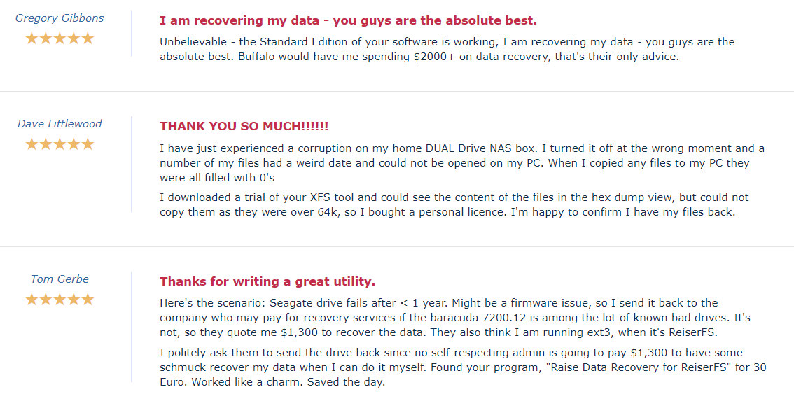 UFS Explorer  user feedback