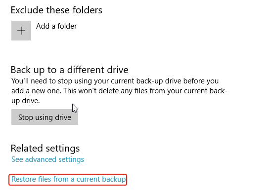 Restore from backup