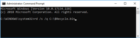 using CMD to reset the recycle bin