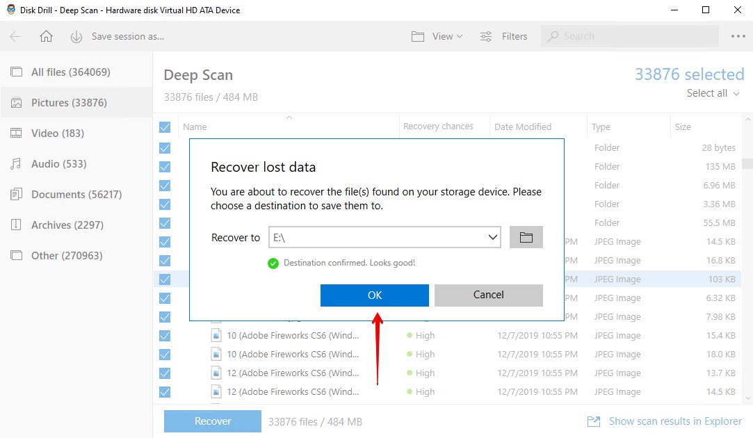Confirming the recovery of these files.