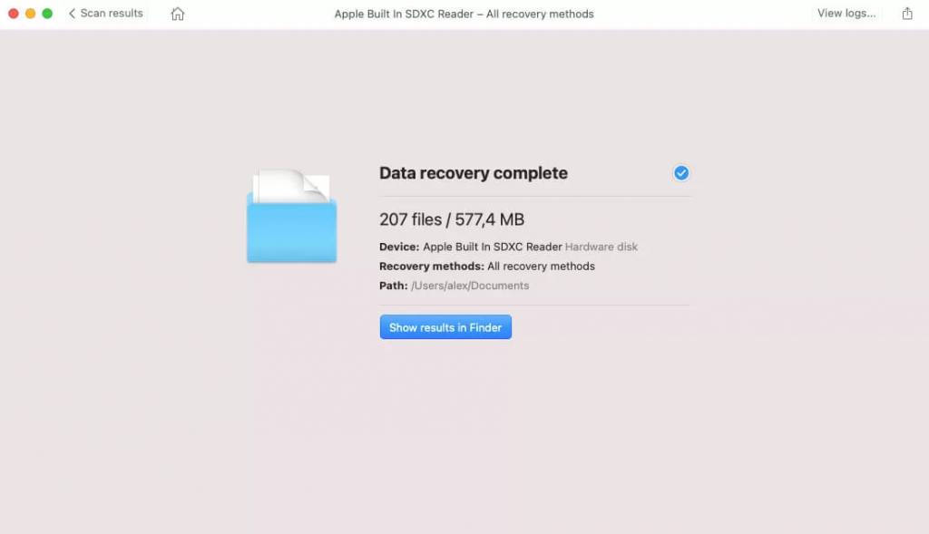 Disk Drill Mac Recovery Complete