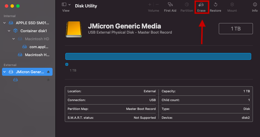 Disk Utility Erase