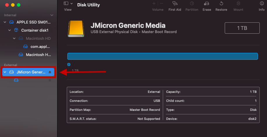 Disk Utility External Hard Drive