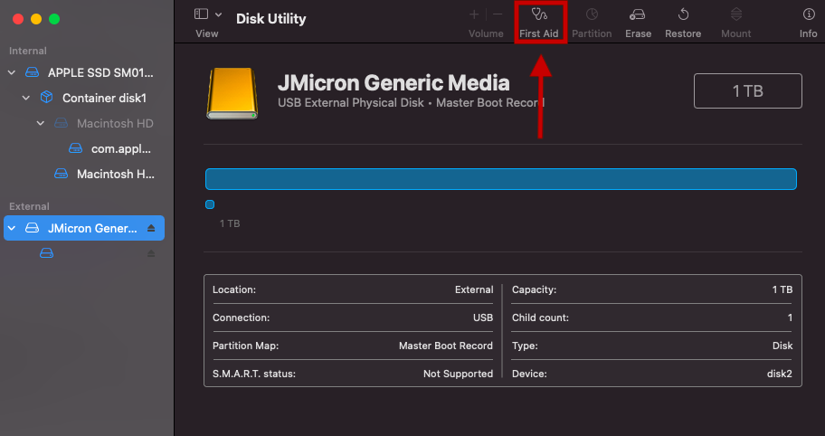 Disk Utility First Aid