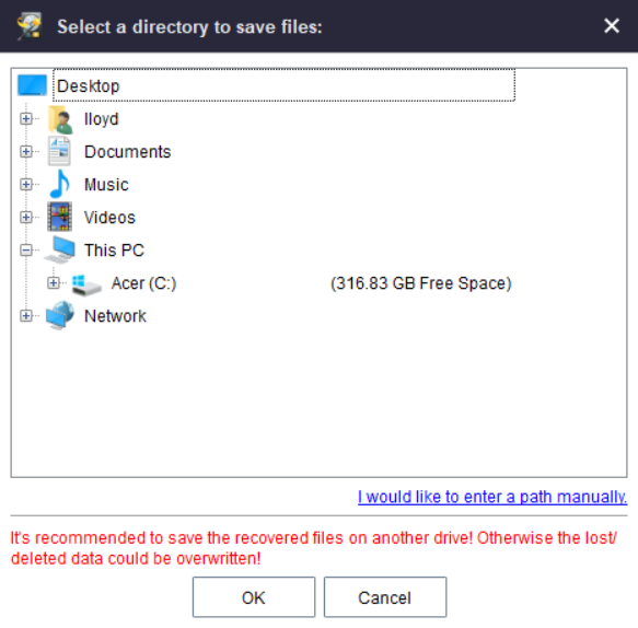 Minitool Choose Destination