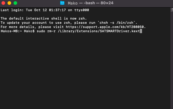 Terminal sudo rm-r