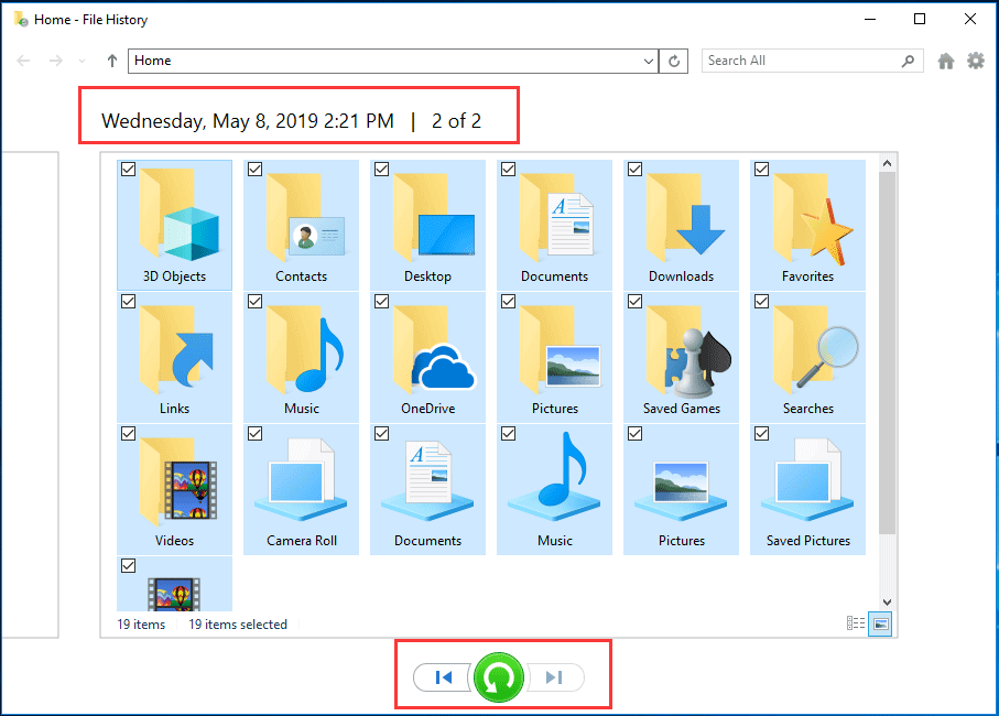 selecting files for recovery