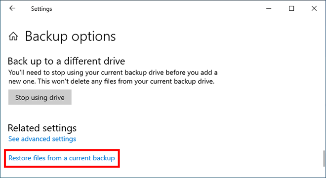 restoring files from a current backup