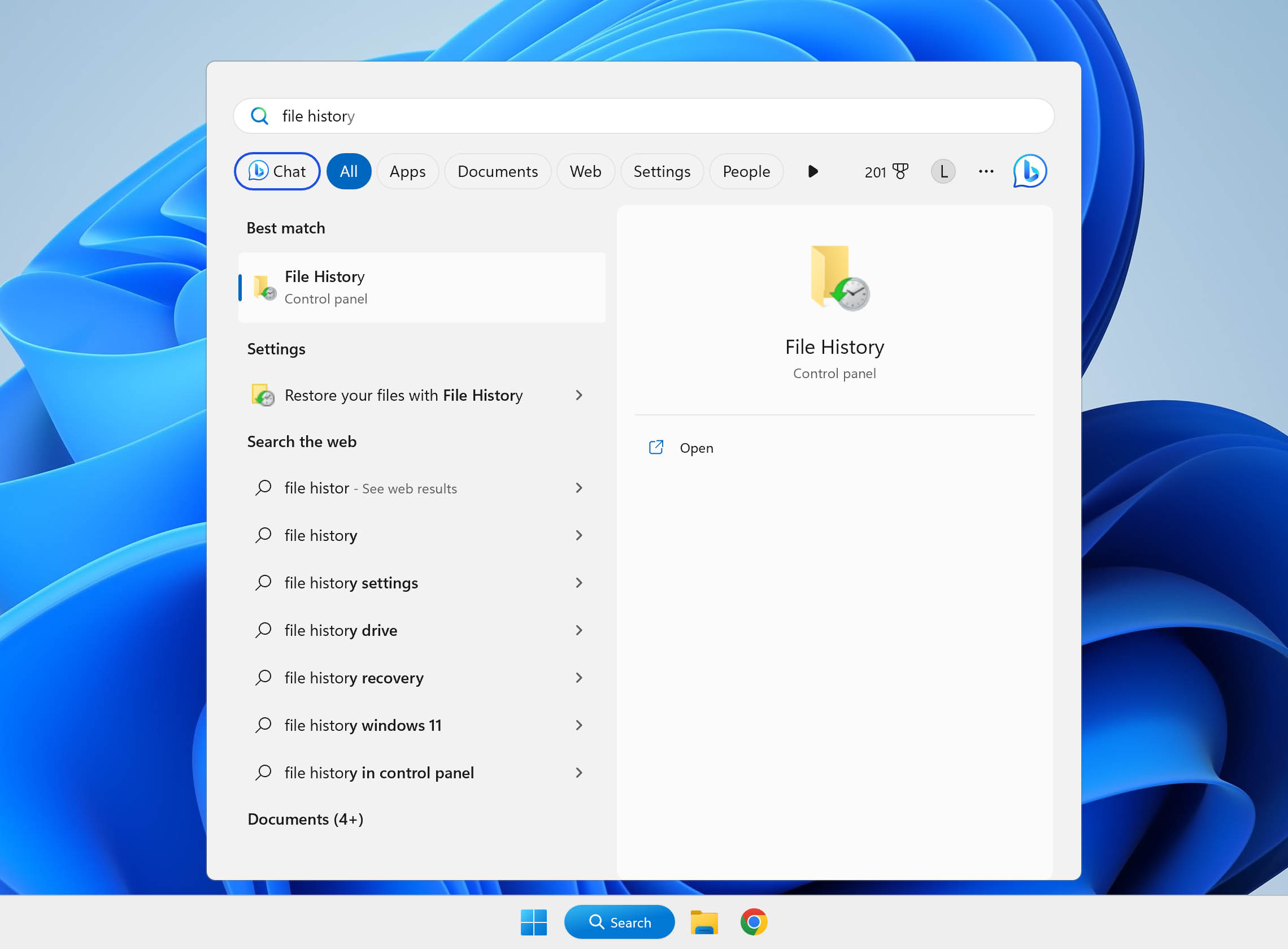 search file history in windows 11