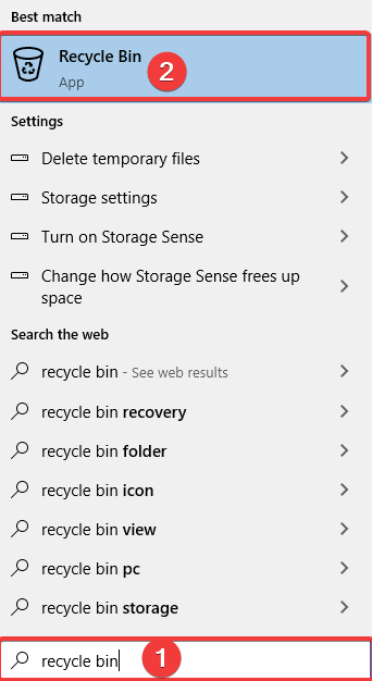 checking the recycle bin