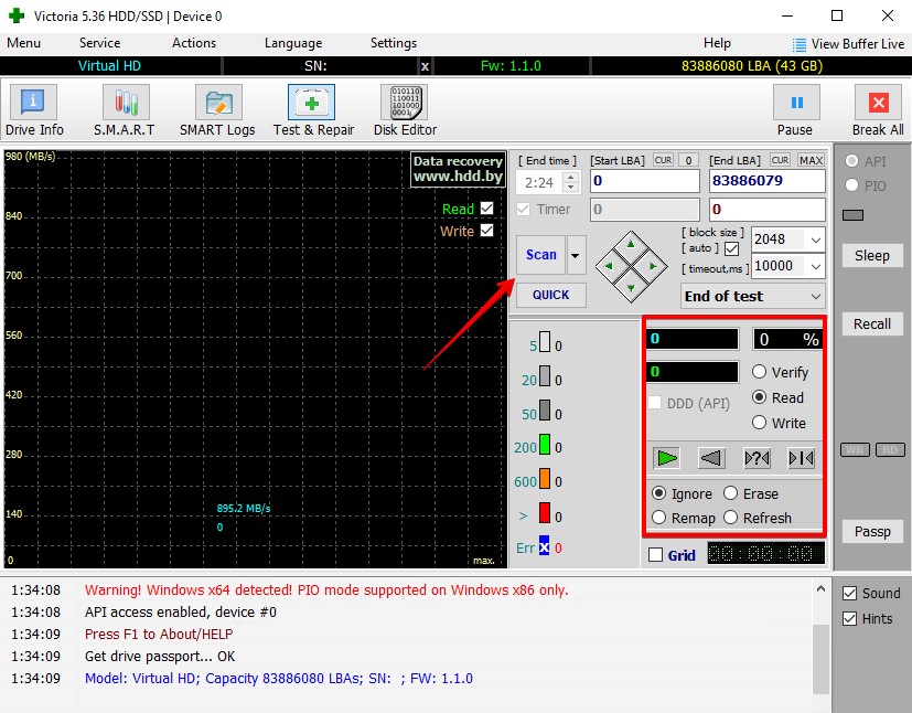 Running a scan for bad sectors.