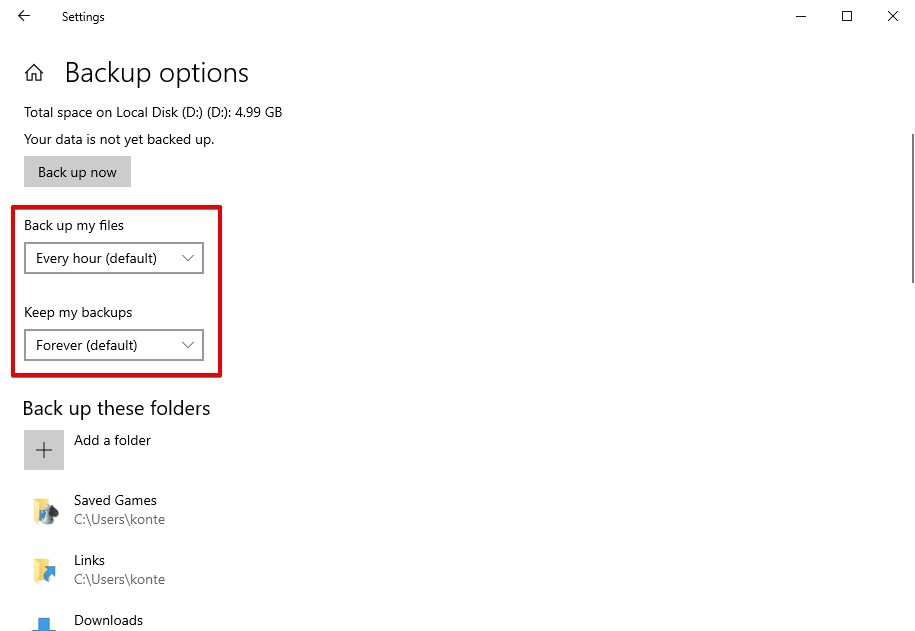 Modifying the backup timetable.